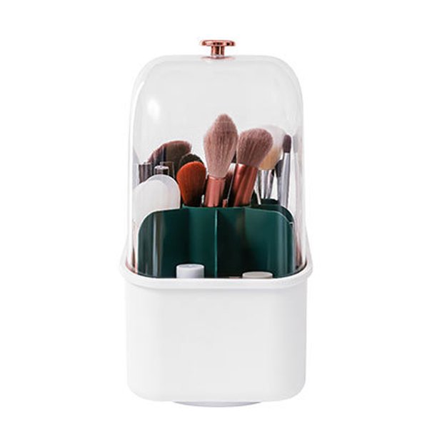 Makeup Brush Holder Organizer with Lid, Rotating Dustproof Make Up