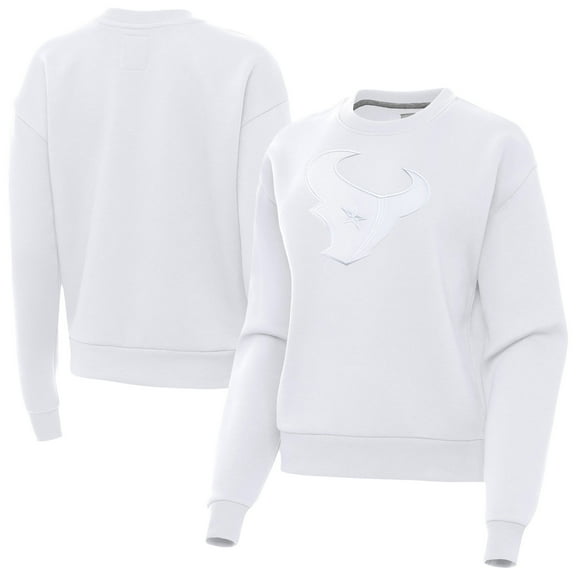 Women's Antigua White Houston Texans Victory Pullover Sweatshirt