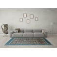 thumbnail image 3 of Ahgly Company Indoor Square Oriental Light Blue Industrial Area Rugs, 3' Square, 3 of 4