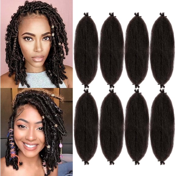 shiyou-Springy Afro Twist Hair 16 inch 8Packs Pre Fluffed Marley Twist Braiding Hair Spring Twist Hair Wrapping Hair for Soft Locs Hair Extensions (4#, 16 inch(8Packs))