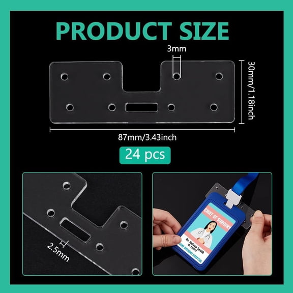 24Pcs Badge Buddy Topper 3.4x1.2Inch Badge Holder for Vertical Horizontal Badges Ideal for Nurse Doctor Staff Badge Name Cards