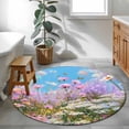 thumbnail image 4 of Area Rug 36in, Watercolor Spring Floral Leaves Floor Carpet Living Room Rug, Wildflower Oil Painting Art Non-Slip Welcome Mat Indoor Rugs for Bedroom Dining Room, 4 of 9