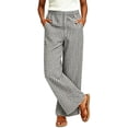 thumbnail image 4 of Oksale Plaid Pants for Women Petite Loose Wide Leg Pants with Pockets Casual Elastic Waist Gingham Pants 2026 Black 3XL, 4 of 8