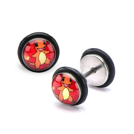 Pokemon Charmander Fronts 18g Stainless Steel Faux Plugs