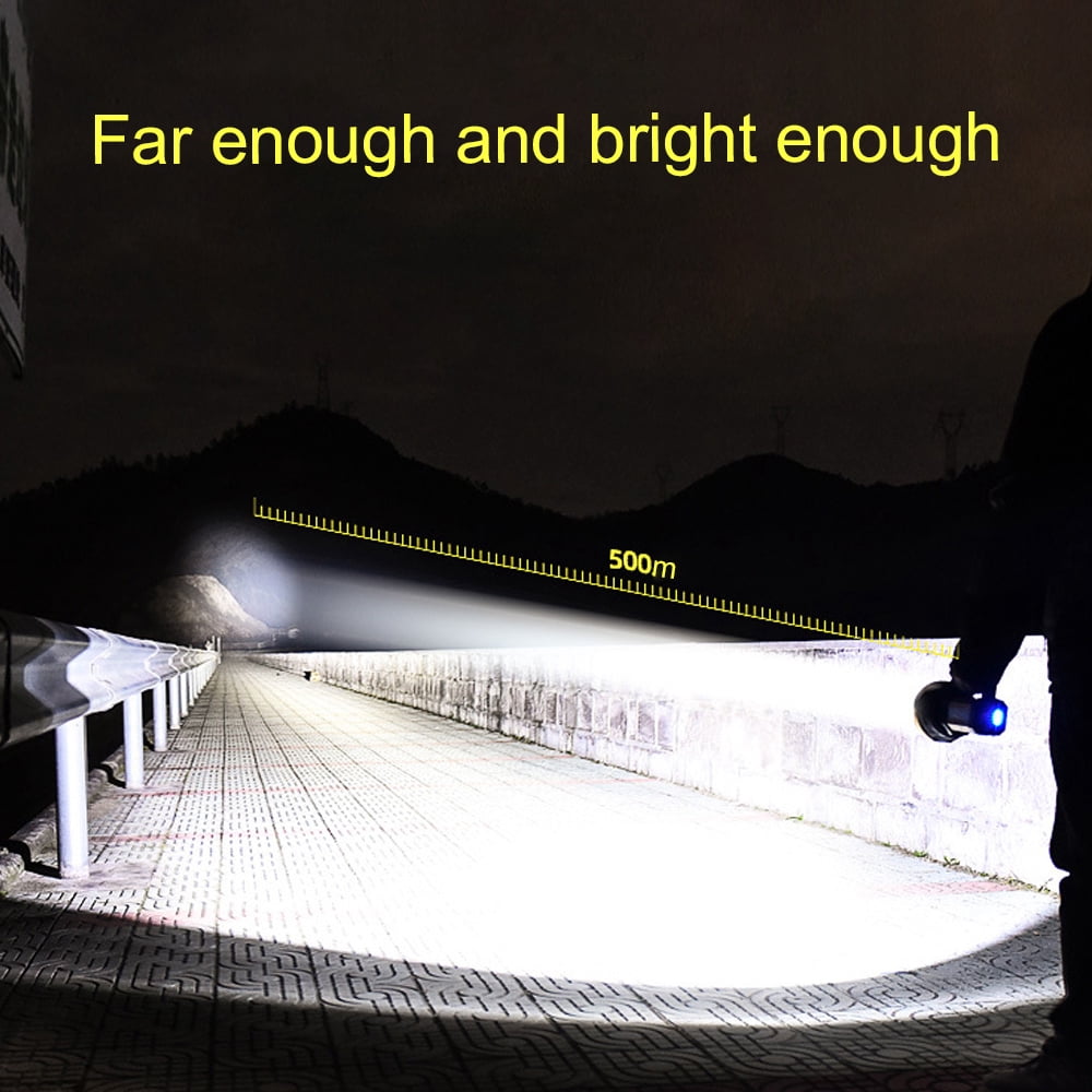 High Powered Super Bright Handheld LED Spotlight Flashlight Powerful Rechargeable Large Capacity Long Lasting Big Heavy Duty Searchlight，Z11-55 wick