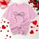 thumbnail image 5 of Primavera Top Mujeres Moda Casual Nueva Cinta de Arco Impresa Cuello Redondo Camiseta de Manga Corta, Camiseta de Cuello Tripulado, 5 of 8