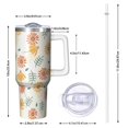 thumbnail image 2 of Floral 40oz Tumbler– Stainless Steel Insulated Tumbler with Handle and Straw, Large Capacity Travel Cup for Hot & Cold Drinks,Thanksgiving,Christmas, Spring,Flower, 2 of 6