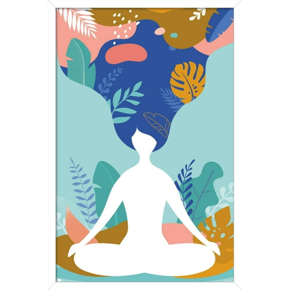 Meditation and Mindfulness Wall Poster, 22.375" x 34", Framed