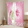 thumbnail image 3 of Castle Fairy Cartoon Ribbon Bow Black Out Curtains for Kids Children Teens,Bling Pink Glitter Curtains Pack of 2 (42x63 Each),Geometric Plaid Bedroom Curtains,Ultra Soft Home Decor, 3 of 6