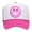 White/Pink/Pink Face, variant on Blue Happy Face Lightning Eyes Smile Face Unisex Embroidered Foam Front Mesh Back Trucker Hat, Black