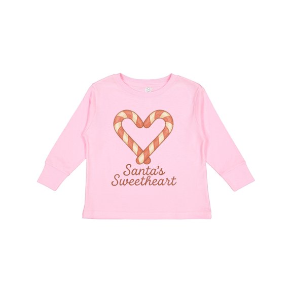 Inktastic Santa's Sweetheart Candy Cane Heart Christmas Boys or Girls Long Sleeve Toddler T-Shirt