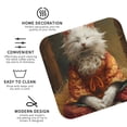 thumbnail image 3 of Pofeuu Haystack Meditating Cat Print Coasters for Drinks, 4Pack PU Leather Coasters, Bar Drink Coasters for Tabletop Protection, Furniture from Damage-Square, 3 of 6