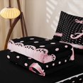 thumbnail image 5 of Manfei Letter A Print Zipper Twin Comforter Sets with Fitted Sheet and 2 Pillowcases,Pink Dreamy Bow Zipper Bedding Set,Black Reversible,4 Pieces, 5 of 7