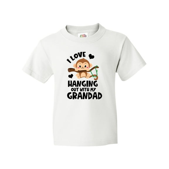 Inktastic Monkey I Love Hanging out with My Grandad Youth T-Shirt