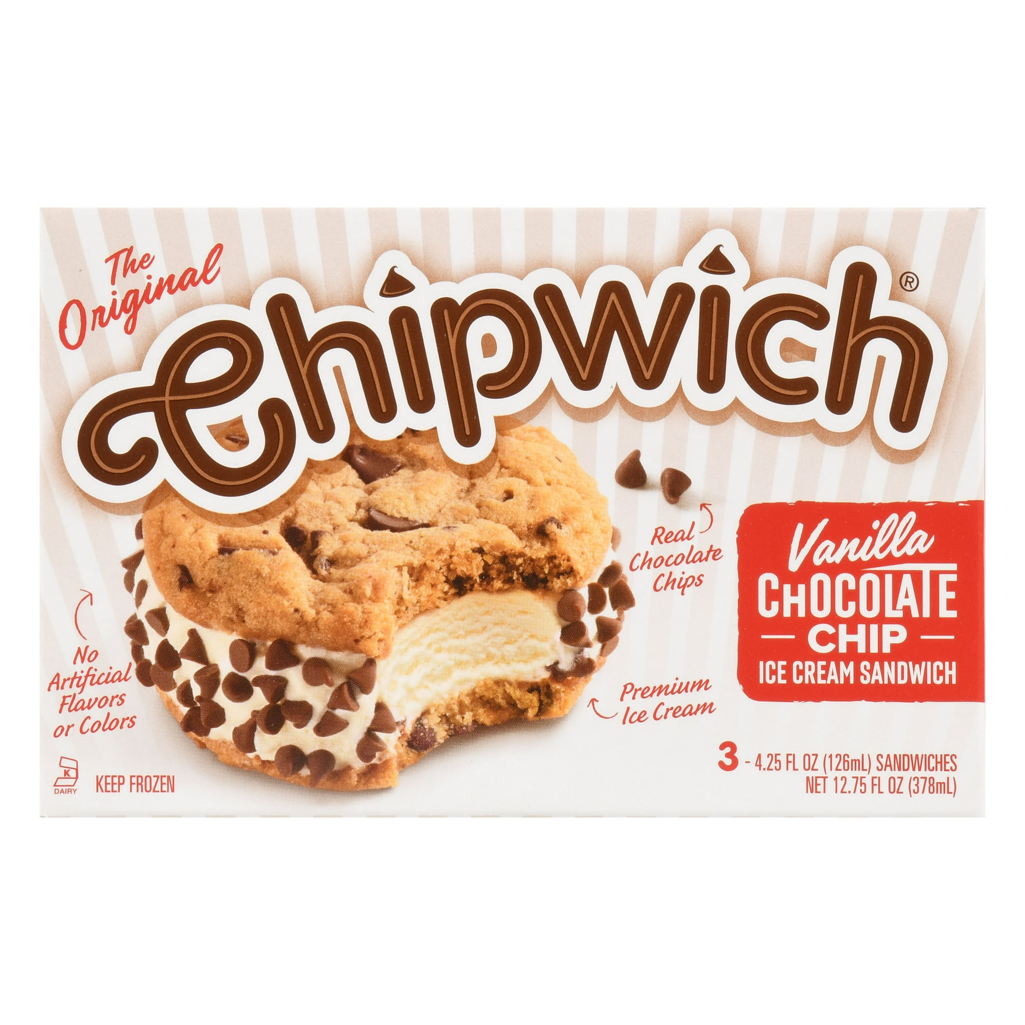 Chipwich Vanilla Chocolate Chip Ice Cream Sandwich, 3 Count