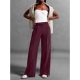 thumbnail image 4 of Women Wide Leg Pants High Waisted Business Casual Work Trousers Dressy Pants with Pockets Dark Maroon XL, 4 of 10