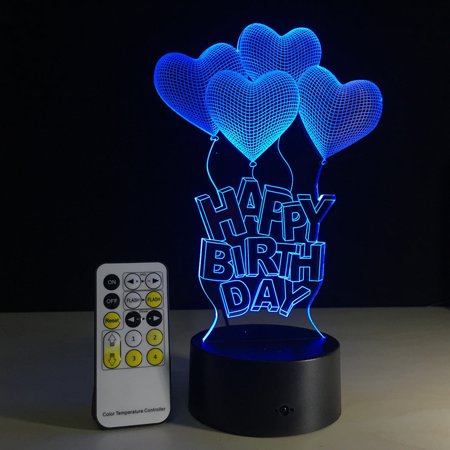 

3D Lamp Visual Light Effect Touch Switch & Colors Changes Night Light (Happy Birthday)