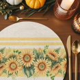 thumbnail image 3 of Vintage Sunflower Round Braided Placemats Set of 1, Yellow Flower Leaf Striped Pastoral Heat Insulation Place Mats Washable Non-Slip Table Mats for Kitchen Dining Party, 13 Inches, 3 of 9