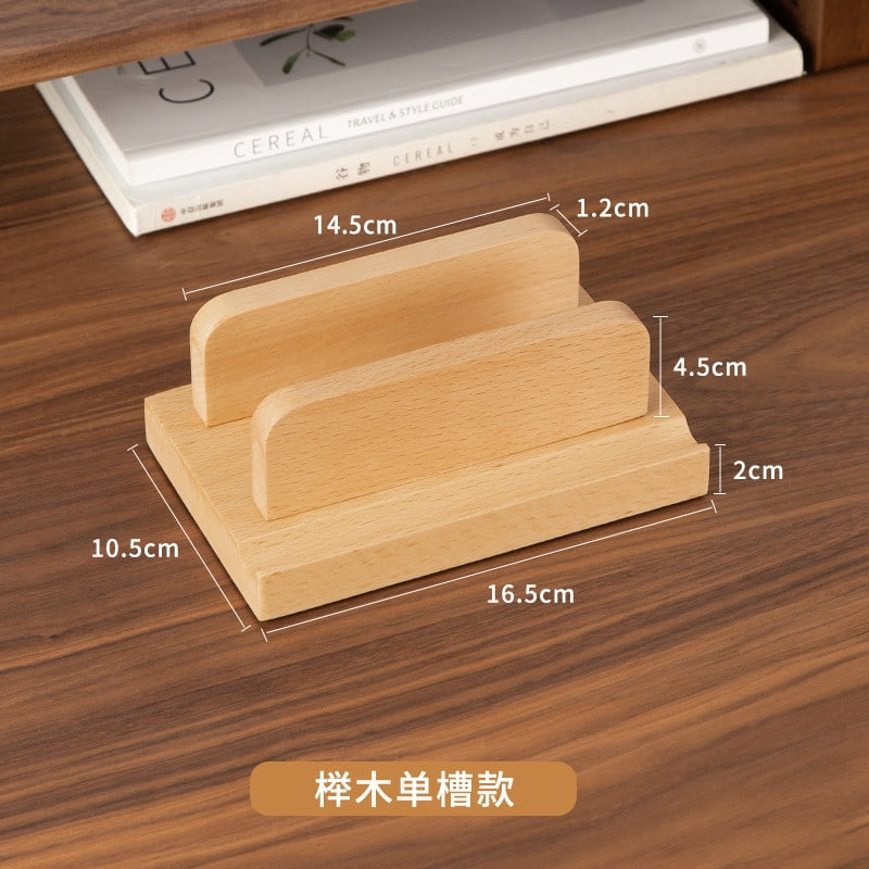 Adjustable Wooden Vertical Laptop Stand, Solid Wood Desktop Holder for Notebook/iPad/Tablet, Space-Saving Computer Stand with Heat Dissipation