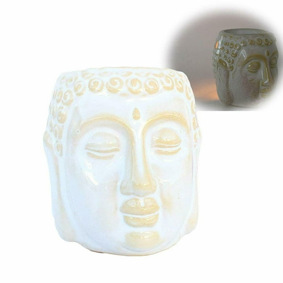 Aromatherapy White Ceramic Essential Oil Burner, Warmer Tea Light Holder Buddha KT00113