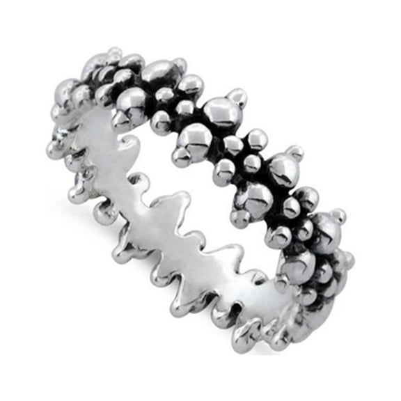 Stackable 925 Sterling Silver Oxidized Platinum Plated Pebbles Mother's Day Gift Ring