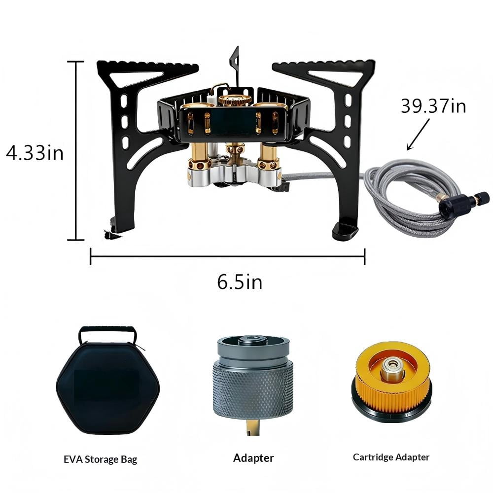 M altemura 6500W Portable Camping Stove, Folding Windproof Gas Burner with Electronic Ignition & 100cm Hose, Stainless Steel Backpacking Stove for Camping Hiking Outdoor Cooking