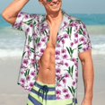 thumbnail image 7 of Pofeuu Orchids Flowers Print Hawaiian Shirt for Men Sleeves Casual Button Down Summer Beach Dress Shirts T-Shirts,Small, 7 of 7