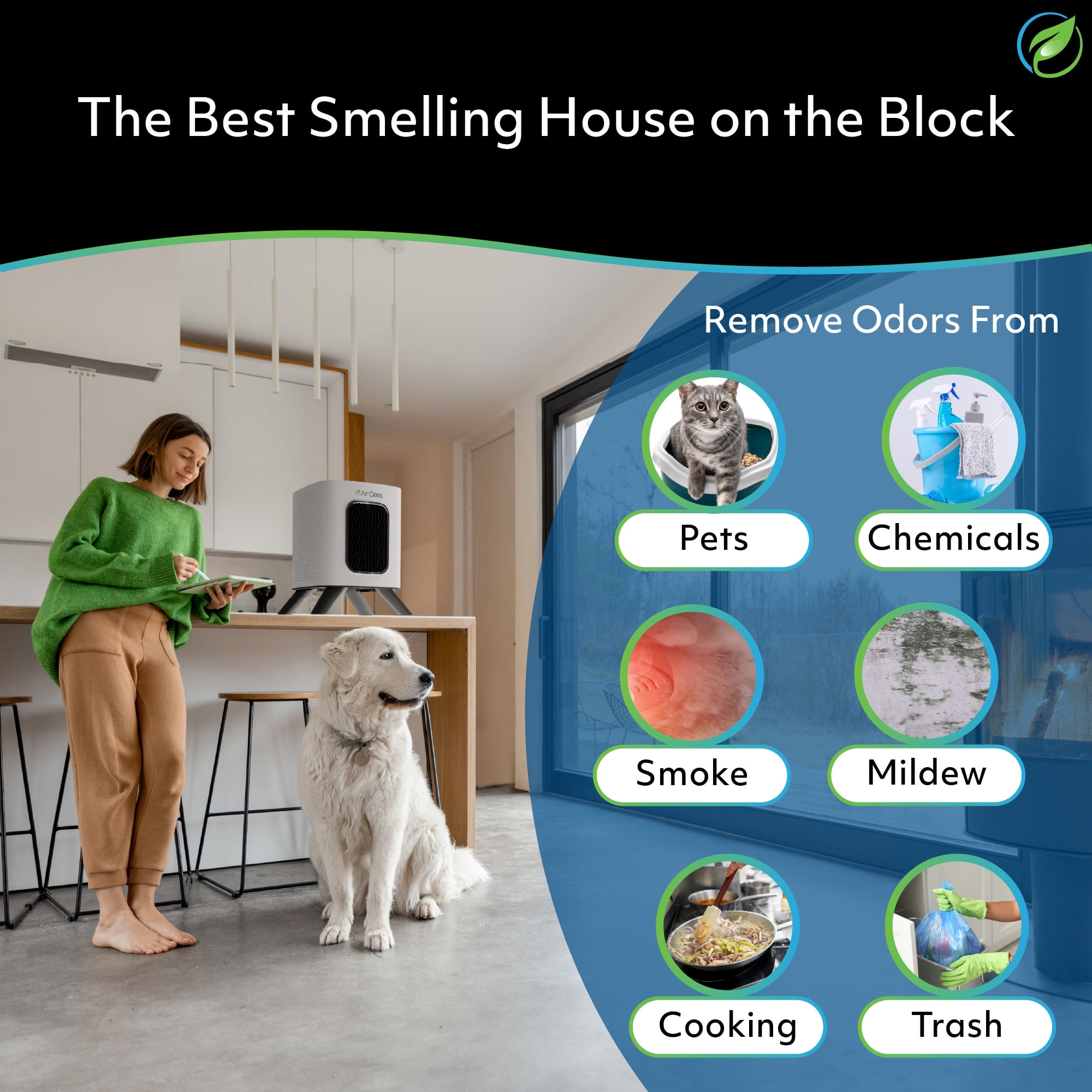 Air Oasis iAdaptAir 2.0 Small air purifier – 1,325 Sq Ft Coverage, 5-Stage HEPA, UV and Carbon Purifier, 177 CFM