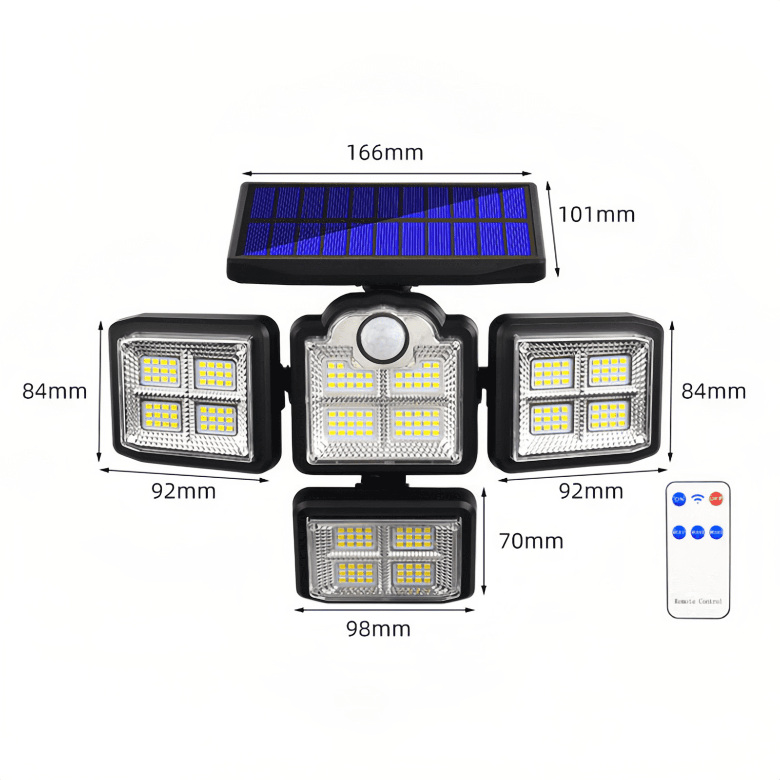 2-Pack Solar Flood Lights for Outside 198LED Motion Activated Security Lights, Separate Solar Panel, 3 Adjustable Head 360°° Wide Lighting Angle, IP65 Waterproof Wall Lamp for Porch Yard Garage