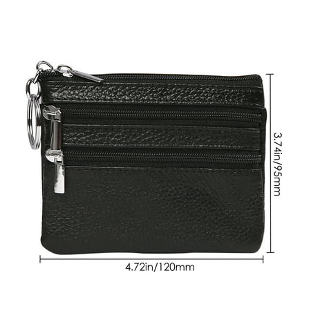 HDE Womens Leather Small Coin Purse Zipper Change Wallet Mini Pouch w/Key Ring (Black) | Walmart ...
