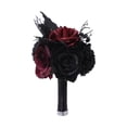 thumbnail image 1 of Flores artificiales de rosas con hojas negras, púas florales, regalo coleccionable, ramo de flores góticas para el hogar, fiesta temática, decoración rojo, 1 of 8
