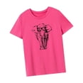 thumbnail image 2 of Camisetas de manga corta cómodas y novedosas para mujer, camisetas con cuello redondo Rosa Rosa, 2 of 8