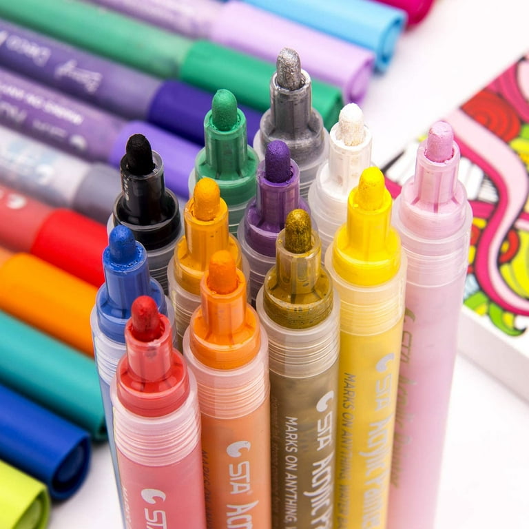 Acrylic Paint Marker Pens Extra Fine Tip Paint Pens for Rock Painting,  Canvas, Ceramic, Card Making, DIY Photo Album (24 colors)