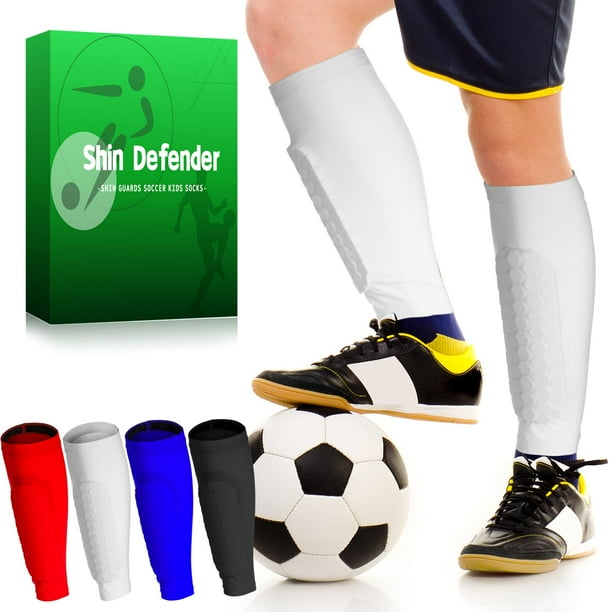 Canilleras Shindefender para Fútbol Infantil Calcetas Blancas Talla S