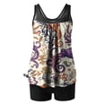 thumbnail image 5 of Nrmvnmi Tankini Swimsuits for Women 2 Piece Bathing Suits Floral Prints Round Neck Swim Tank Top with Boy Shorts Modest Swimwear Mothers Day Gifts, 5 of 5