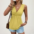thumbnail image 2 of Maean Women's Tank Tops V Neck Pleated Sleeveless Summer Blouse Solid Color Fashion Tunic Shirts, 2 of 7
