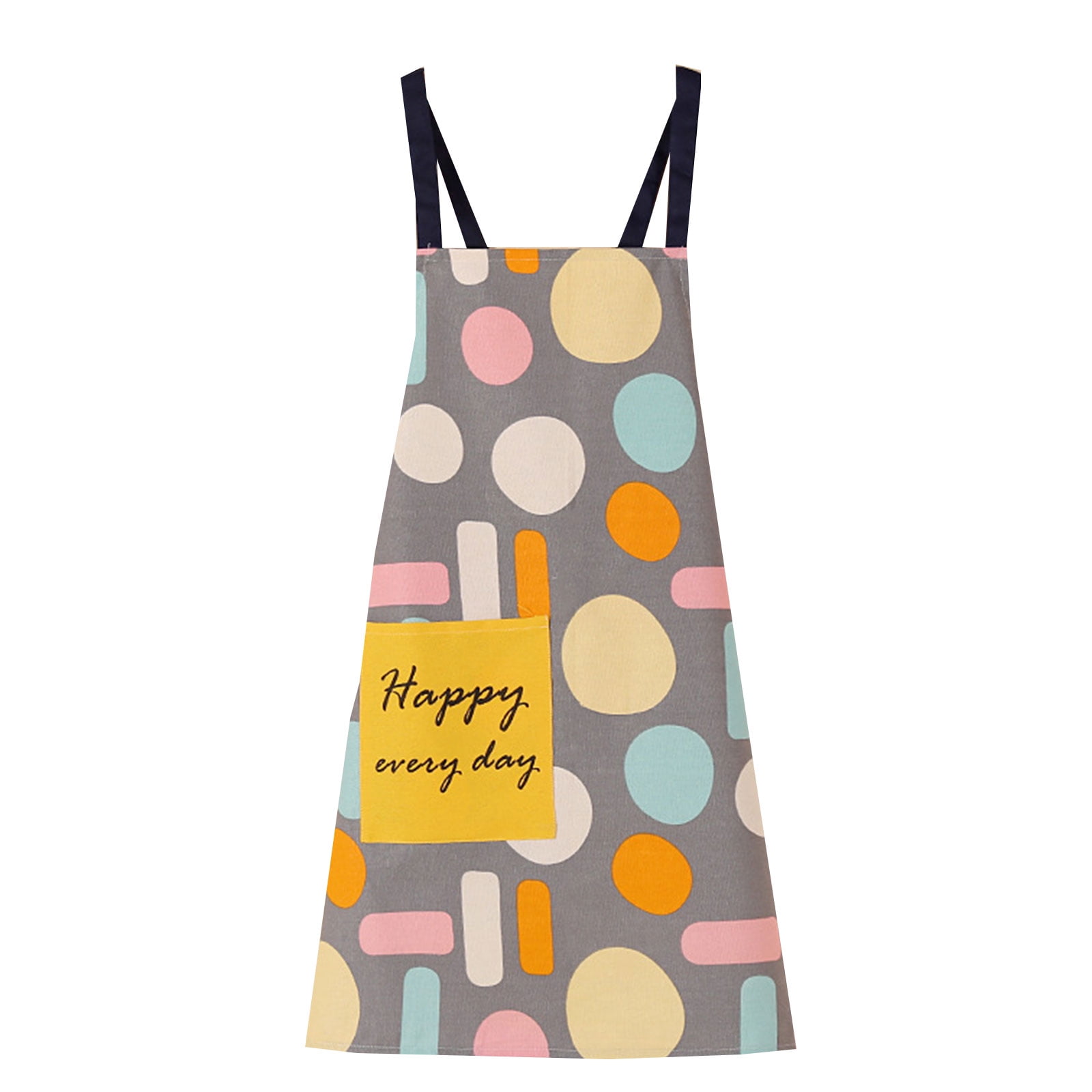 Colorful Flower Kitchen Apron with Large Pocket Adjustable Waist Tie  Oil Proof 
