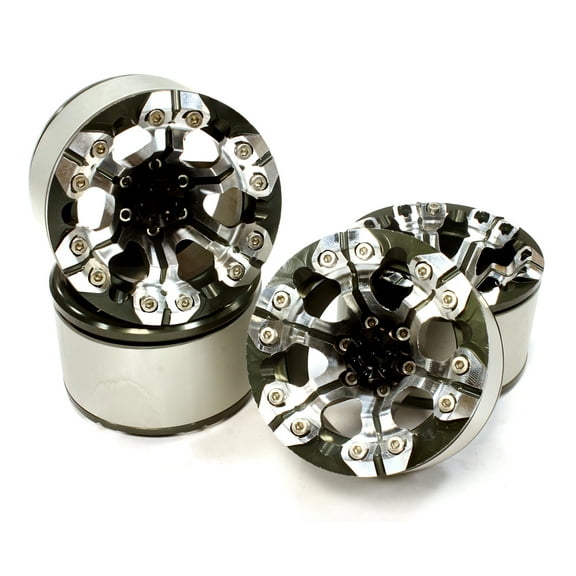 Integy RC Toy Model Hop-ups C25706GUN High Mass 2.2 Size Alloy XD6 Spoke Beadlock Wheel (4) for Scale Off-Road Crawler