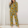 thumbnail image 2 of Pofeuu Sunflowers Print Womens Pajamas Set Long Sleeve Sleepwear Button Down Nightwear Soft Pj Lounge Sets Button Down Pajamas Women-Medium, 2 of 7