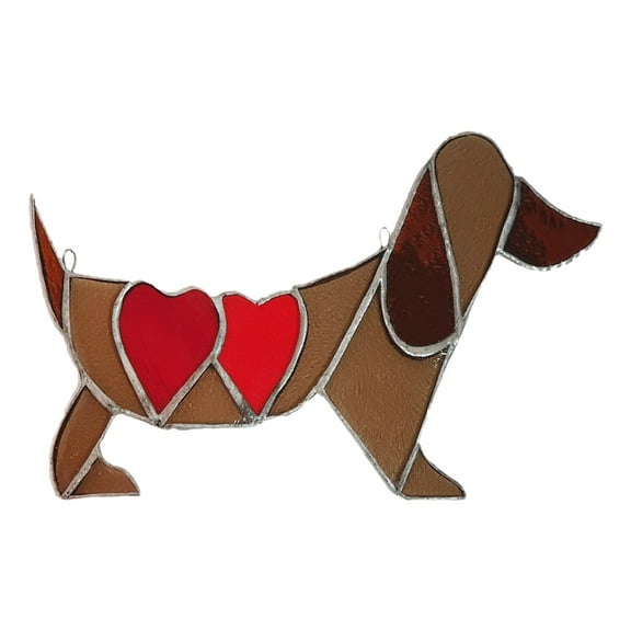 Goowood Valentine's Day Dachshund Acrylic Pendant with Heart for Home Garden Wall Hanging Decor and Dog Lover Gift