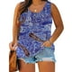 thumbnail image 2 of Verano camisetas sin mangas para las mujeres Verano Mujer sin mangas Floral impreso botón de talla grande camisetas sin mangas suelta cuello redondo chaleco camisetas túnicas camiseta (Blue, XL), 2 of 6