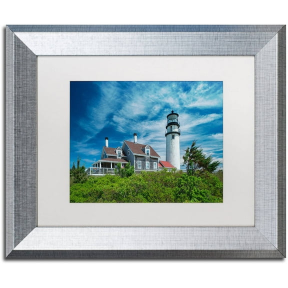 Trademark Fine Art "Cape Cod Light" Canvas Art by Michael Blanchette Photography White Matte, Silver Frame