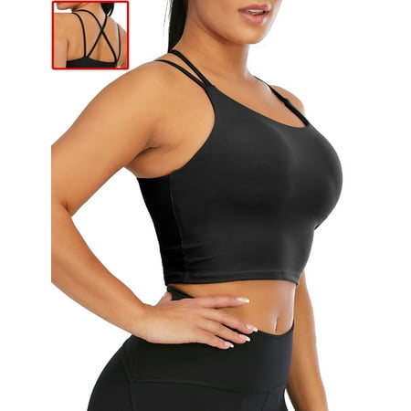 

LELINTA Women Seamless Stretch Bra Padded Removable Pad Crisscross Back Sports Yoga Fitness Bra Workout Tops Black/ White/ Blue/ Purple
