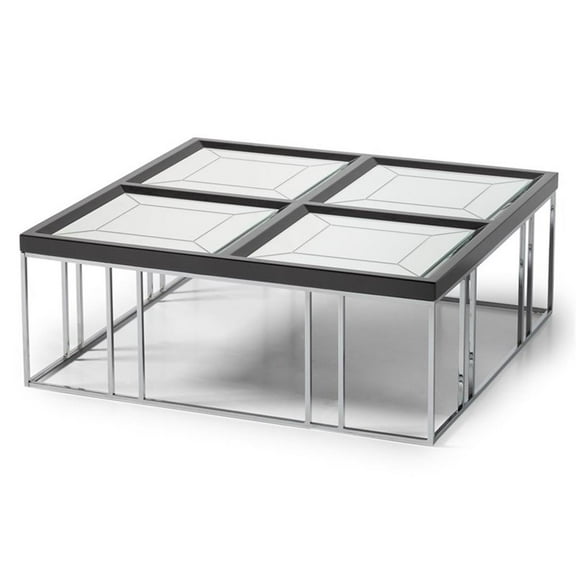Carmela Cocktail Table - Glossy Charcoal Sand