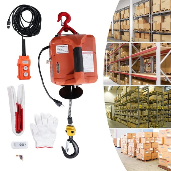Portable 3-in-1 1500W Electric Hoist Winch with Wireless Remote, 660lbs Load, 38.7ft Lift Range, Portable Overhead Crane for Garage, Warehouse & Construction
