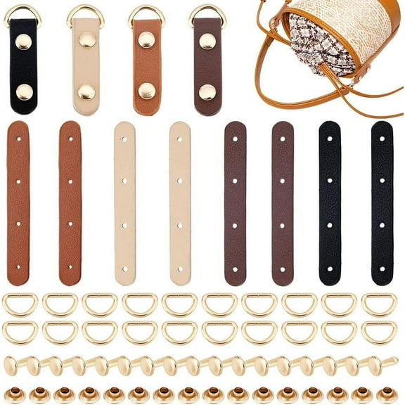 8 Sets Bag Replacement Accessories 16pcs Bag Strap 4 Colors Bag Strap Replacement with 16pcs D Rings 32pcs Screws 32pcs Nuts for Handbag Purses Tote Shoulder Crossbody Bag Supplies diy