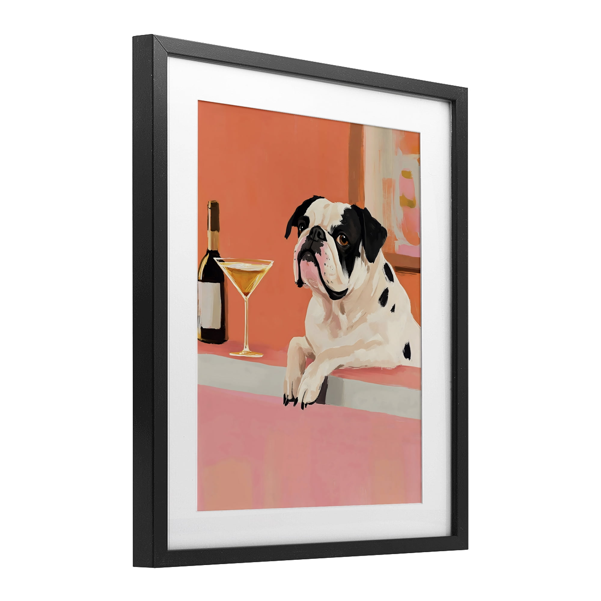 Stupell Industries Bulldog at Martini Lounge Black Framed Print Under Glass, design by The Prints Vibe
