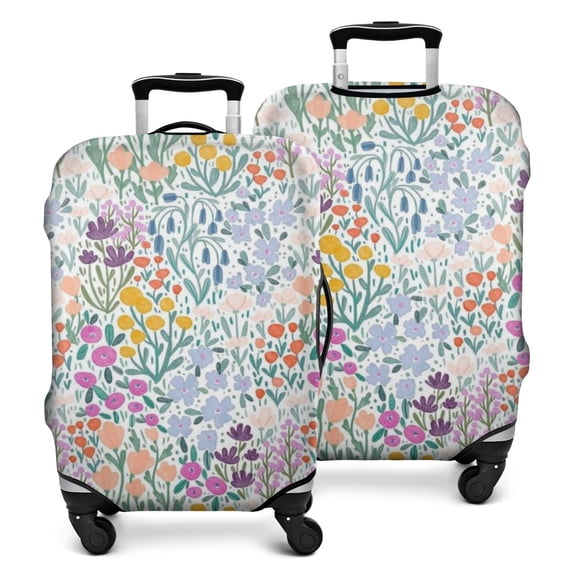 Pioneer Flower Floral Print Pattern Luggage Cover Fashion Suitcase Cover Baggage Covers Fit 25-28 Inch Luggage (Go Travel)