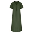 thumbnail image 4 of fheaev Cotton Linen Summer Dress for Women Casual Short Sleeve V Neck Knee Length with Pockets Summer Vacation Wear S-3XL, 4 of 5
