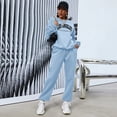 thumbnail image 2 of Chandails en Molleton pour Femmes Manches Longues P Grand 3 Chandail en Molleton à Capuche à Fermeture à Glissière Grande Taille Pulls de Noël Mode Col Rond Manches Longues Imprimé Lettre Ensembles de Sweatpants Hauts Pu Bleu TG, 2 of 7